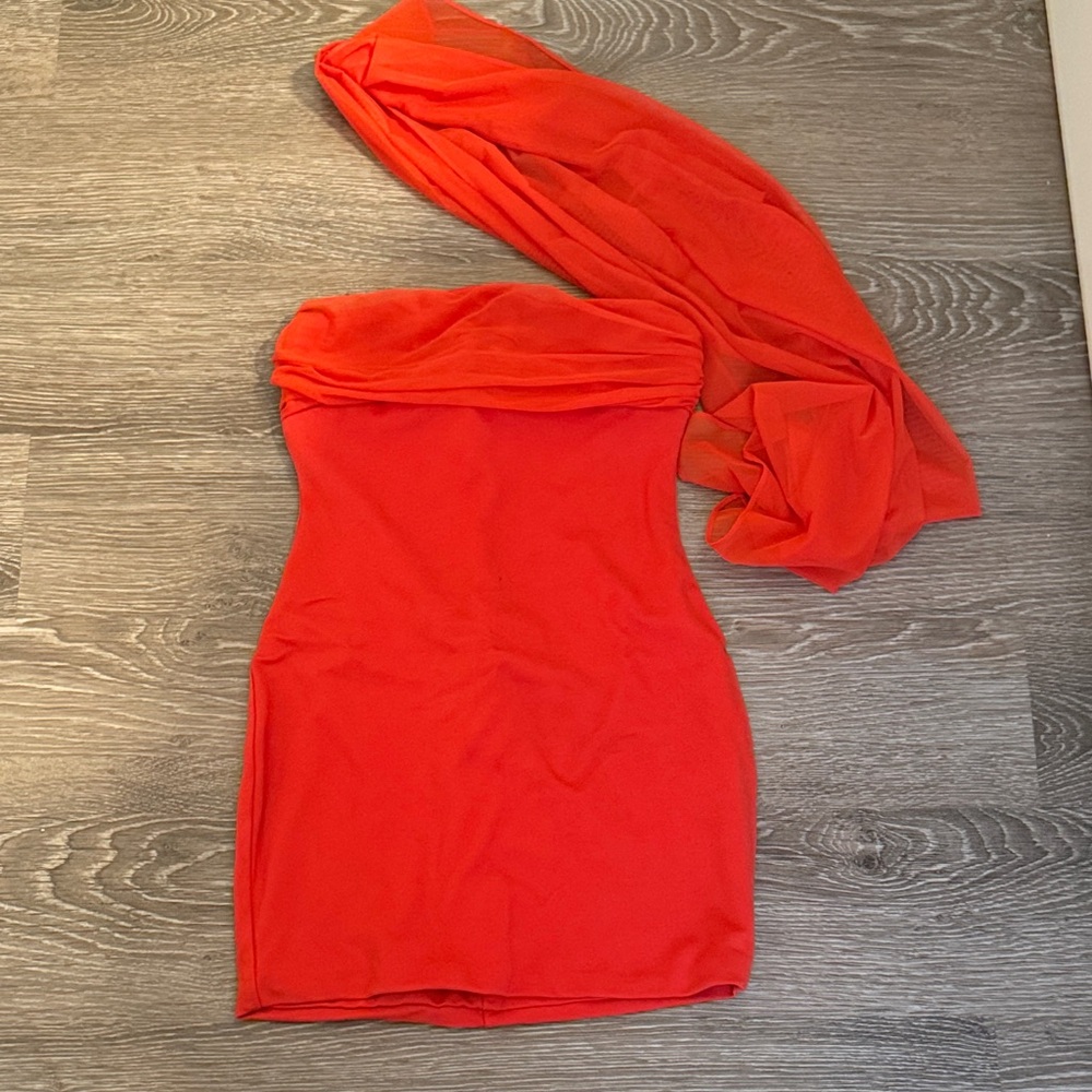 Superdown Strapless Dress in Bold Orange